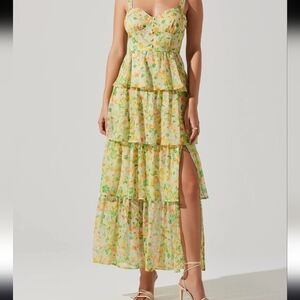 ASTR FLORAL MIDSUMMER TEIRED DRESS LARGE